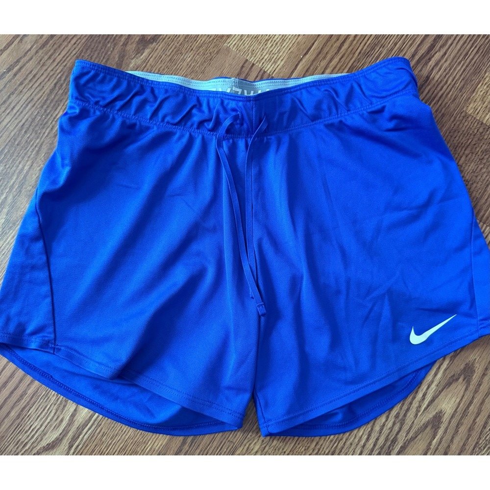 Nike Dri-FIT Womens Royal Blue Mesh Athletic Running Shorts Small Drawstring